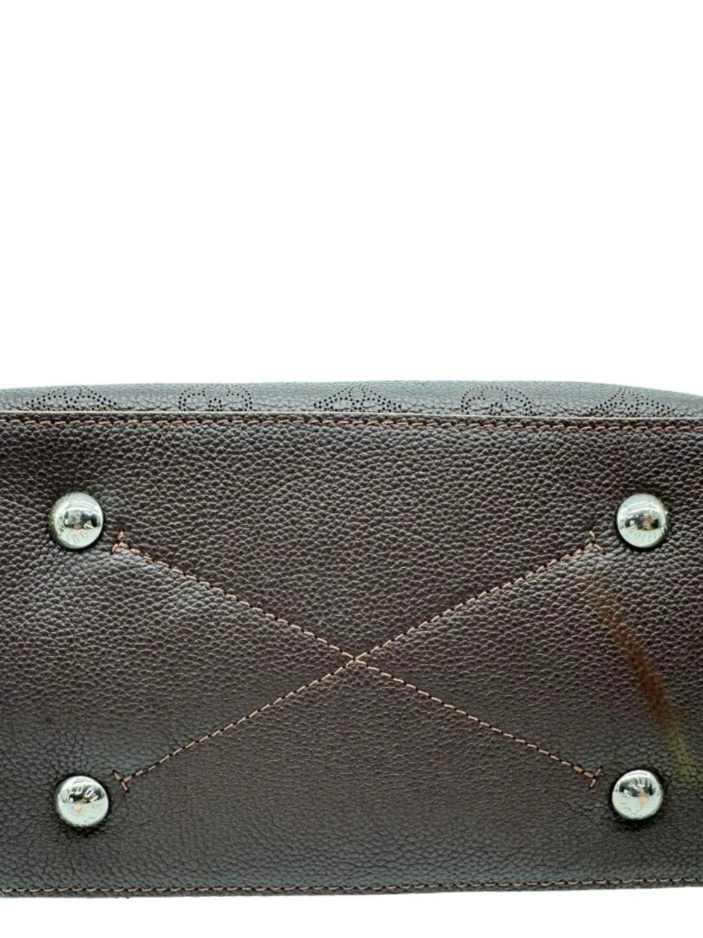 Louis Vuitton  Braided Handle Muria Mahina Leather Shoulder Hobo Bag Brown